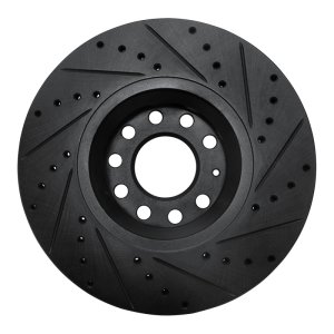 Audi A6 Brake Rotor (1) - Front Left - R1 Concepts - Drilled & Slotted - Black - `97-`06